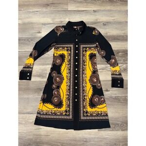 evovorro Womens Button Down Shirt Dress Y2K vintage Chain Print Long‎ Sleeve L